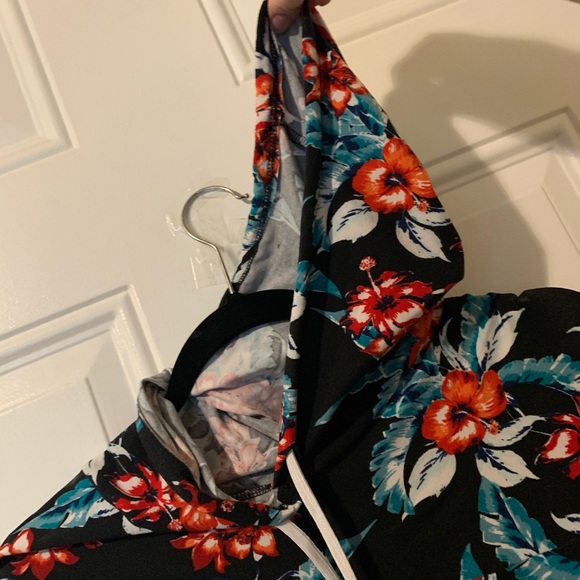 Ultra Flirt 3x Floral Print Hooded Dress - Picture 3 of 3